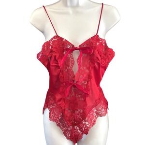 Vintage Alana Gale Red Bodysuit Coquette Romantic Valentine Femme Fatale